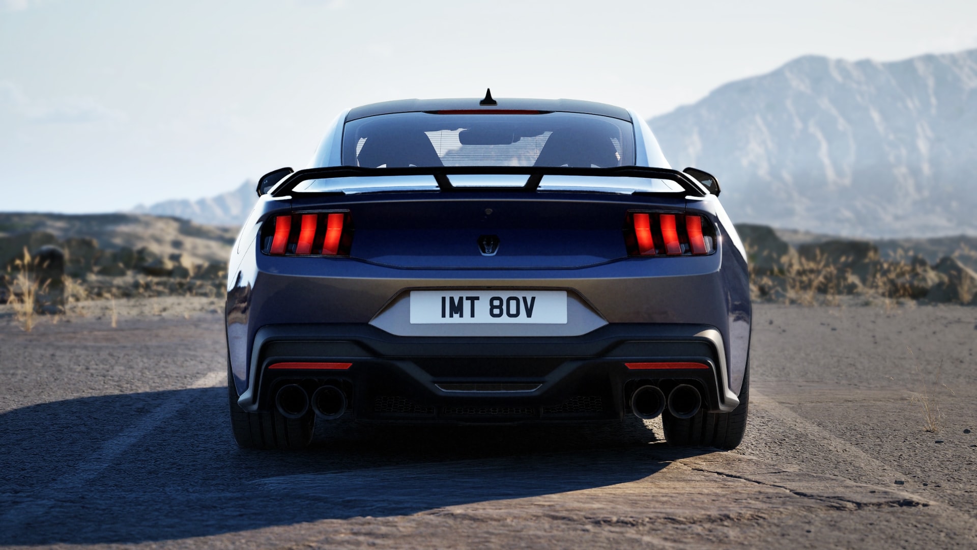 Person behind steering wheel in sunlit Mustang 